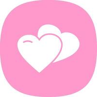 Hearts Glyph Curve Icon Design vector