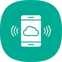 Mobile Cloud Glyph Curve Icon Design vector