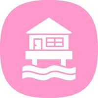 Beach Hut Glyph Curve Icon Design vector