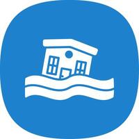 Flooded House Glyph Curve Icon Design vector