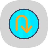 U Turn Flat Curve Icon Design vector