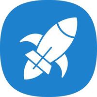 Rocket Ship Glyph Curve Icon Design vector