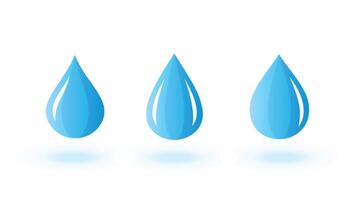 pack of blue water droplet icon on white background vector