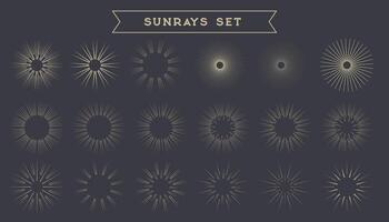 retro style sunburst outline sign in collection vector