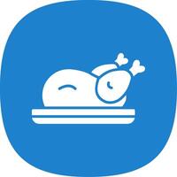 Roast Chicken Glyph Curve Icon Design vector