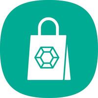 compras bolso glifo curva icono diseño vector