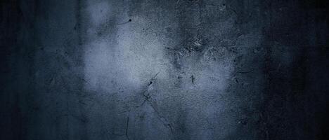 Moody Dark Blue Cement Background, Eerie Wall Texture. photo