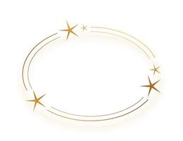 decorativo dorado estrellado oval marco con blanco espacio vector