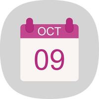 October Flat Curve Icon Design vector