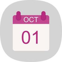 October Flat Curve Icon Design vector