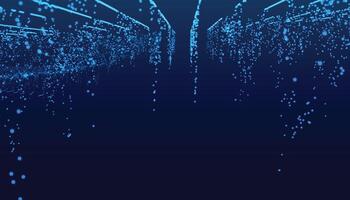 blue particles falling down digital technology background vector