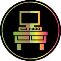 Computer Desk Glyph Due Color Icon Design vector