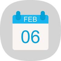 February Flat Curve Icon Design vector