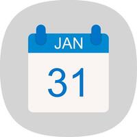 January Flat Curve Icon Design vector