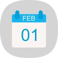 February Flat Curve Icon Design vector