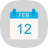 February Flat Curve Icon Design vector