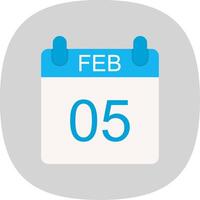 February Flat Curve Icon Design vector