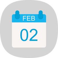 February Flat Curve Icon Design vector