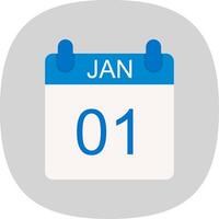 January Flat Curve Icon Design vector