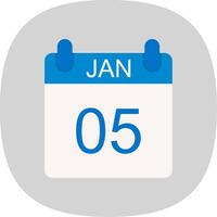 January Flat Curve Icon Design vector