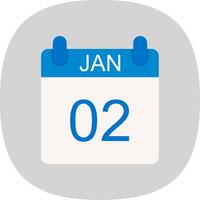 January Flat Curve Icon Design vector
