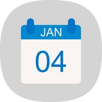 January Flat Curve Icon Design vector