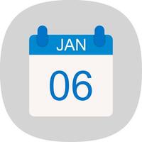 January Flat Curve Icon Design vector