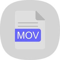 MOV File Format Flat Curve Icon Design vector