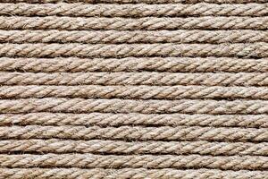 Natural Linen Rope Texture, Robust Fiber Lines and Yarn Stripes Background. photo