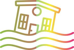 Flooded House Line Gradient Due Color Icon Design vector