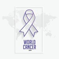 purple line ribbon concept for world cancer day vector