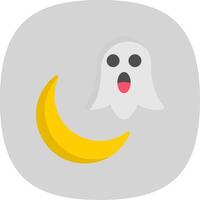 Halloween Moon Flat Curve Icon Design vector