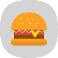 hamburguesa rápido comida plano curva icono diseño vector