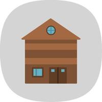 Wooden House Flat Curve Icon Design vector