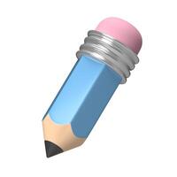 pencil isolated on white 3d icon rendering illustration for back to school element or education photo