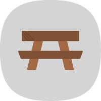 Picnic Table Flat Curve Icon Design vector