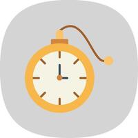 Pocket Watch Flat Curve Icon Design vector