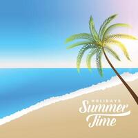 beautiful summer beach scene with palm tree vector