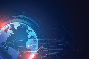 technology background with earth and circuit diagram vector