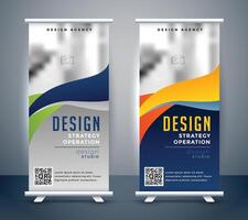 abstract roll up banner standee design vector