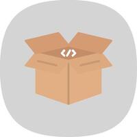 abierto caja plano curva icono diseño vector