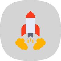 Rocket Launch Flat Curve Icon Design vector