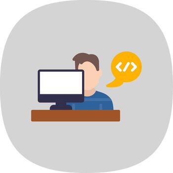 Developer Flat Curve Icon Design vector
