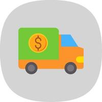 dinero transporte plano curva icono diseño vector