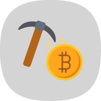 Bitcoin Mining Flat Curve Icon Design vector