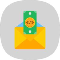 Paycheck Flat Curve Icon Design vector
