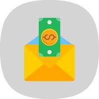 cheque de pago plano curva icono diseño vector