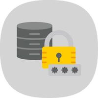 Secured Database Flat Curve Icon Design vector