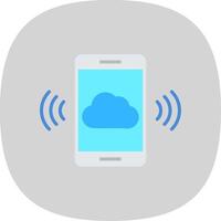 Mobile Cloud Flat Curve Icon Design vector