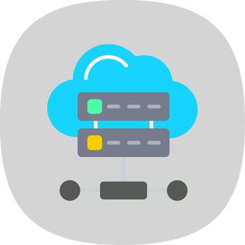 nube base de datos plano curva icono diseño vector